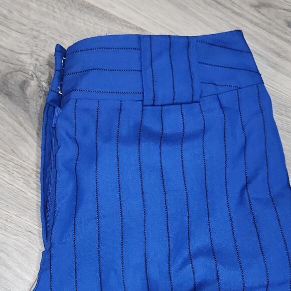 GUC Vintage Cobalt Blue Striped Flare Cuffed Metrostyle Dress Pants - Picture 3 of 7